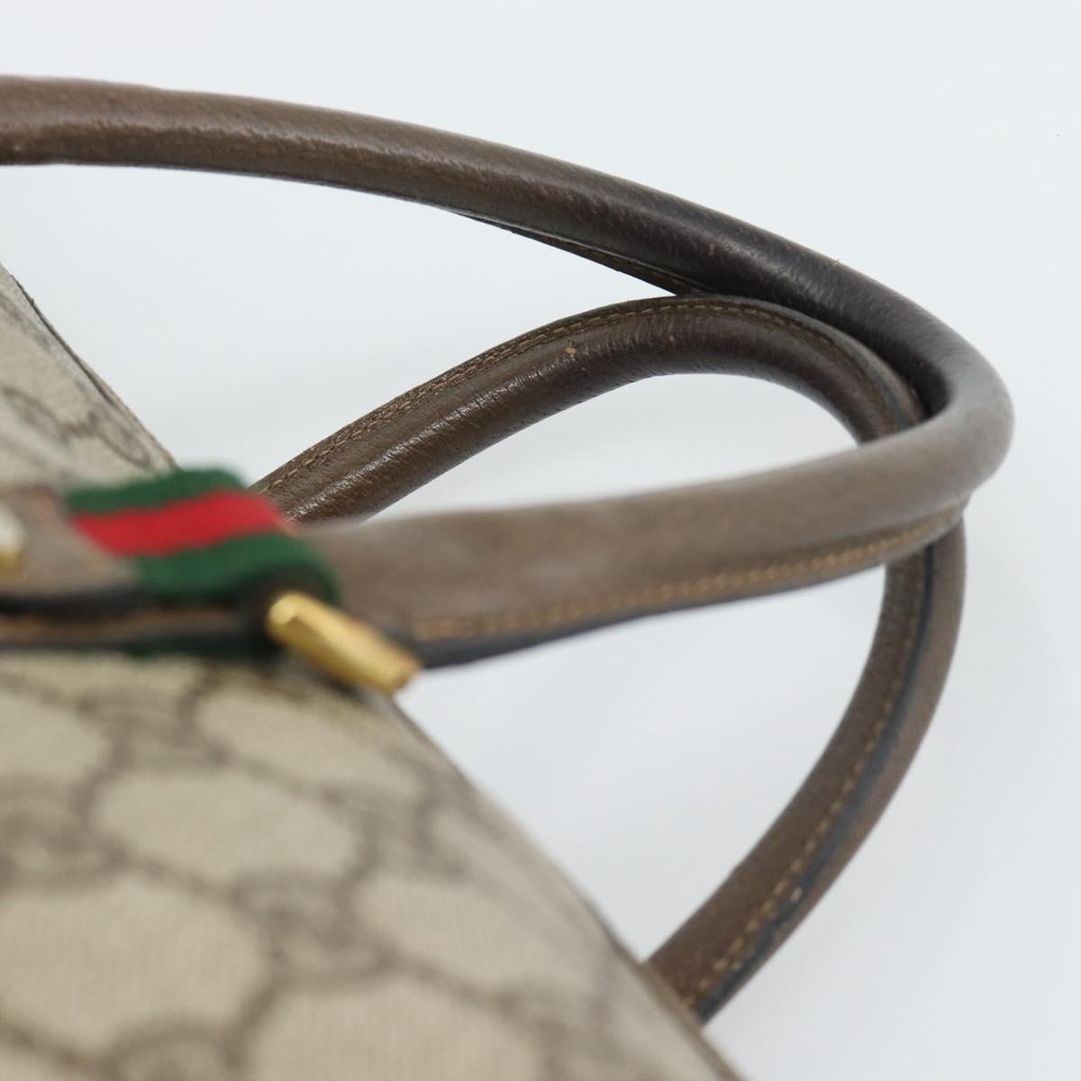 GUCCI GG Supreme Hand Bag PVC Leather 2way Beige Gold Auth BA13959