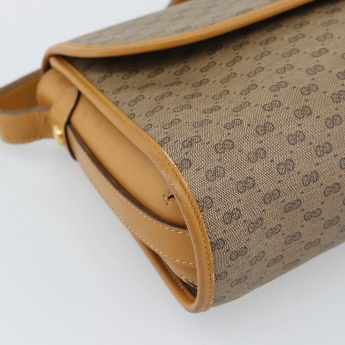 GUCCI Micro GG Shoulder Bag PVC Leather Beige Gold Auth BA13960