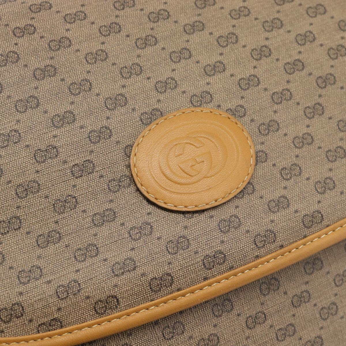 GUCCI Micro GG Shoulder Bag PVC Leather Beige Gold Auth BA13960