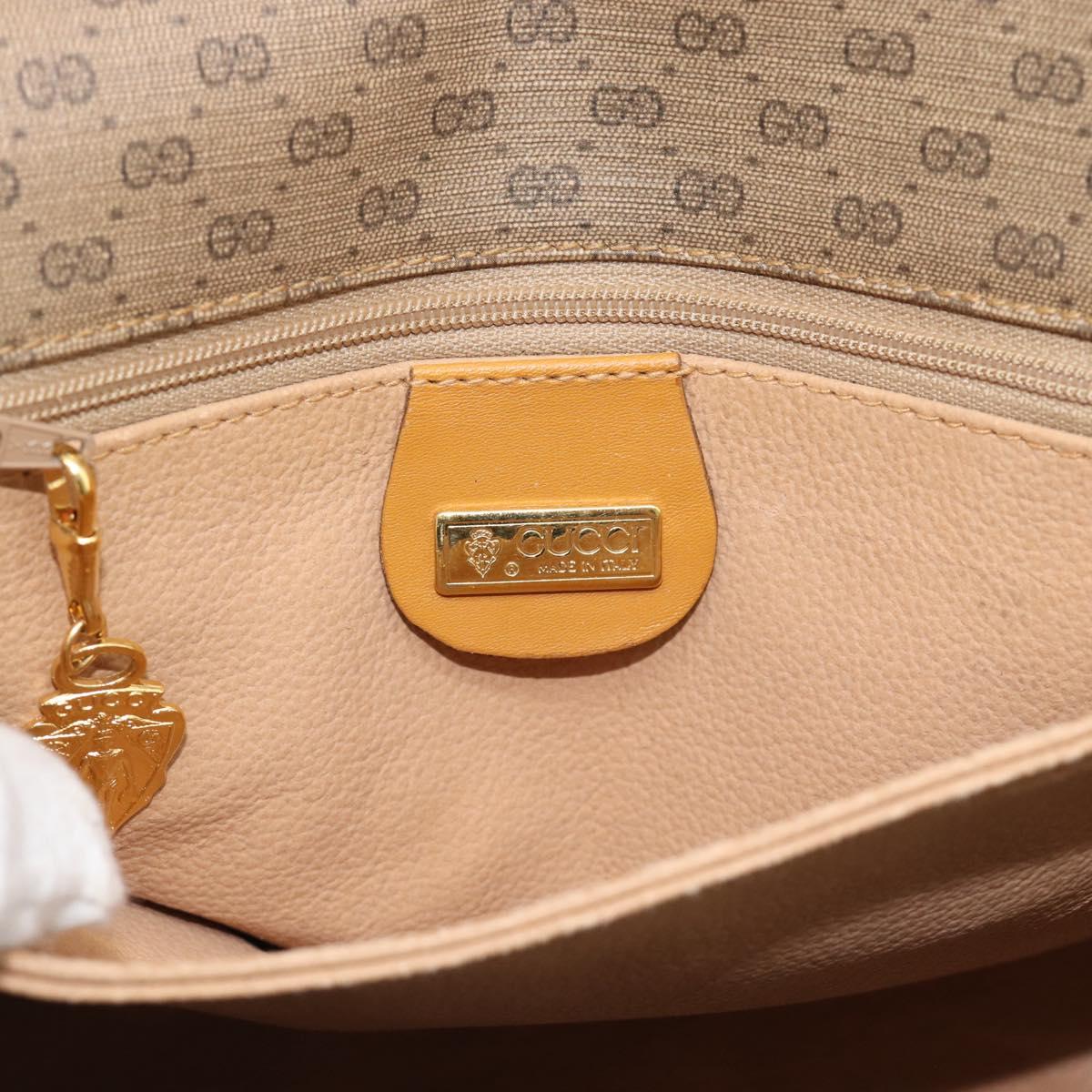 GUCCI Micro GG Shoulder Bag PVC Leather Beige Gold Auth BA13960
