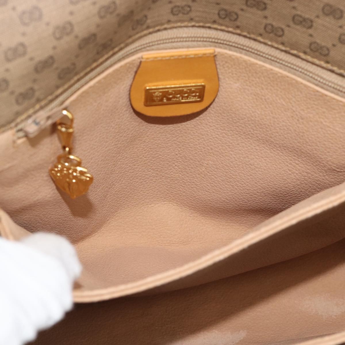 GUCCI Micro GG Shoulder Bag PVC Leather Beige Gold Auth BA13960