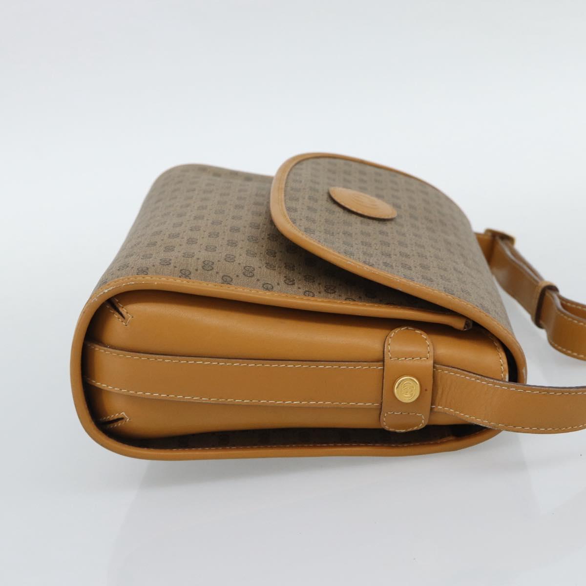 GUCCI Micro GG Shoulder Bag PVC Leather Beige Gold Auth BA13960