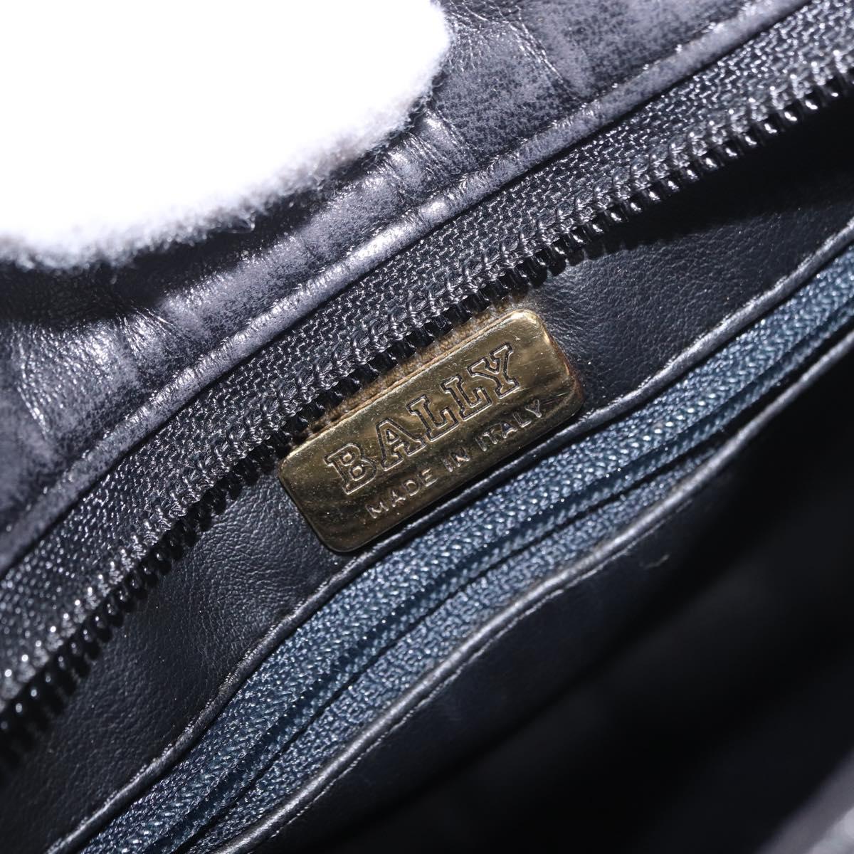 BALLY Chain Tote Bag Leather Black Gold Auth BA13962