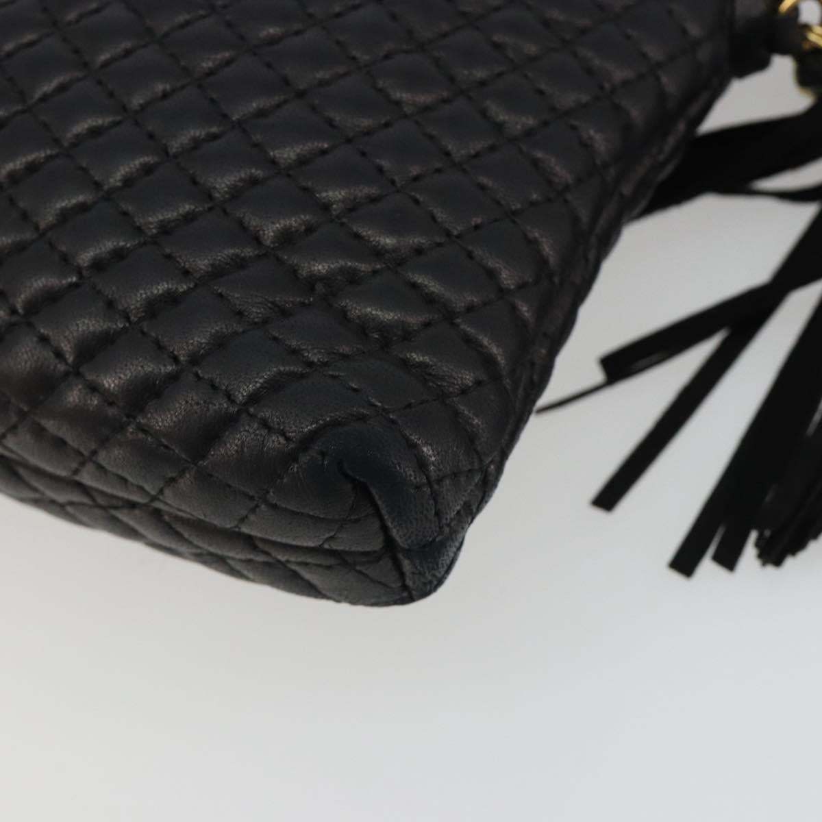 BALLY Chain Shoulder Bag Leather Black Gold Auth BA13963A