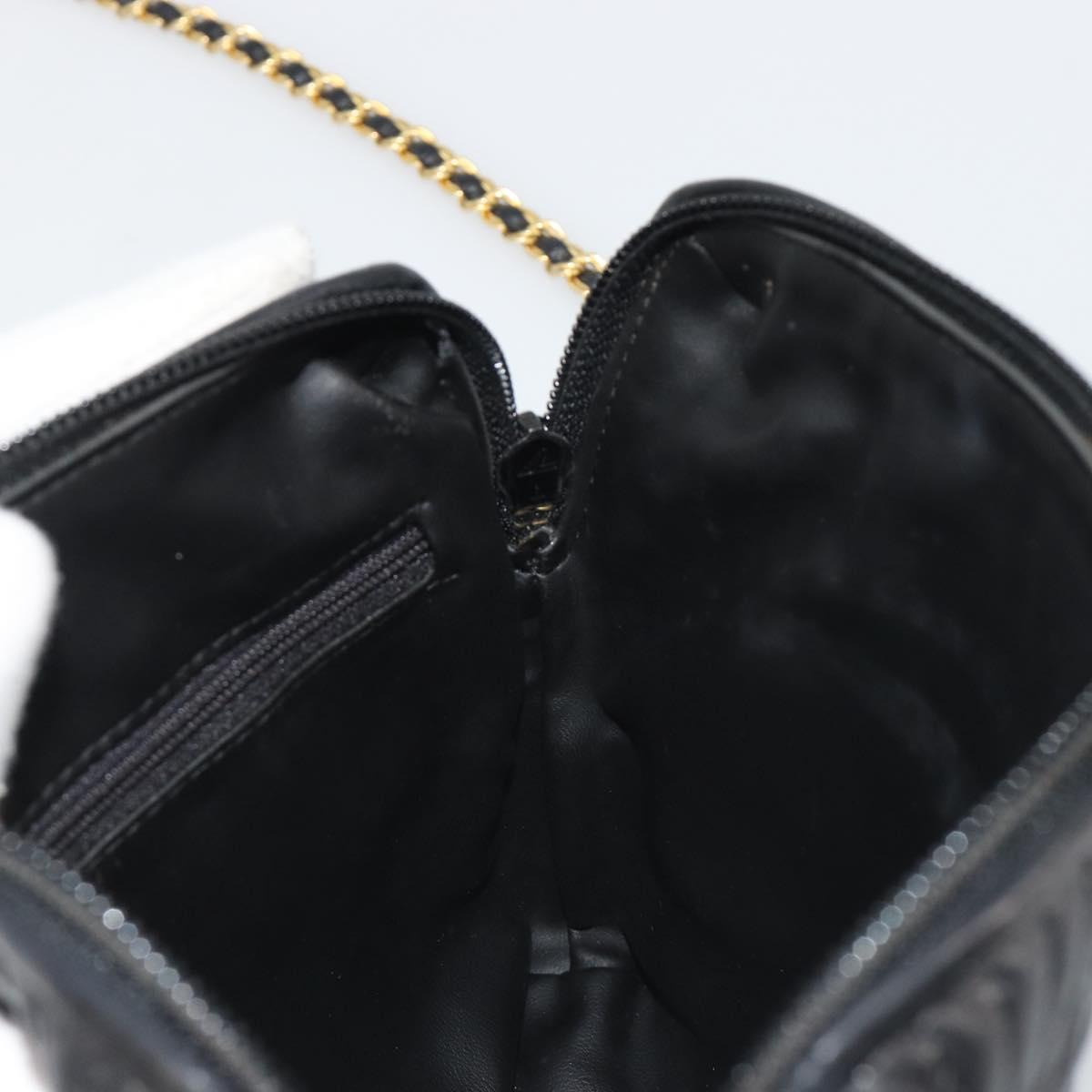 BALLY Chain Shoulder Bag Leather Black Gold Auth BA13963A