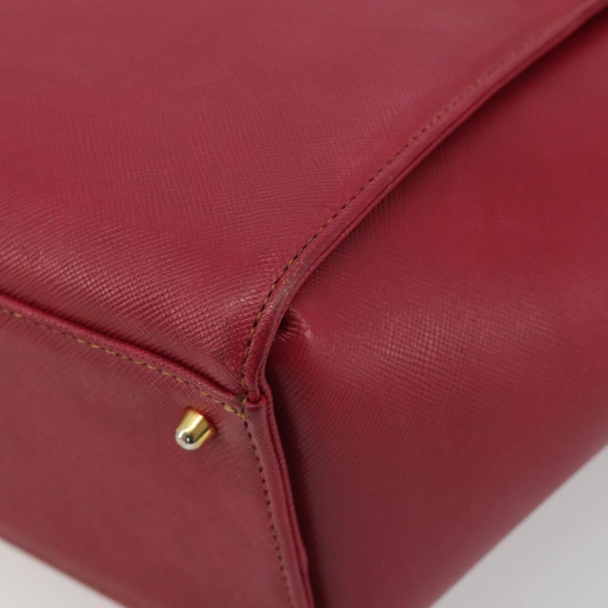 VALENTINO Hand Bag Leather Red Gold Auth BA13964