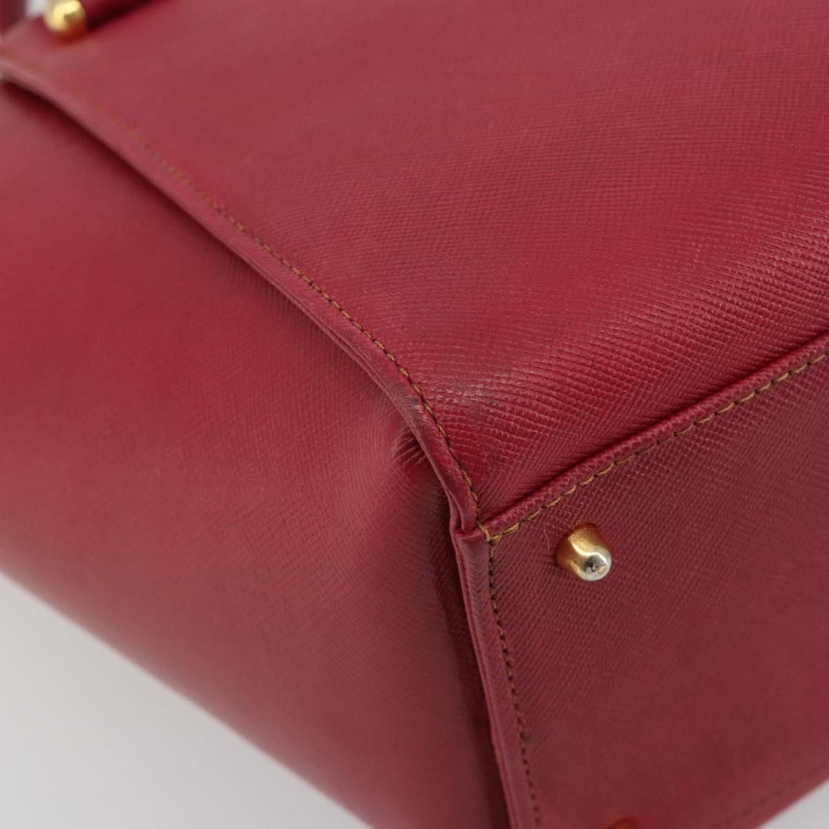 VALENTINO Hand Bag Leather Red Gold Auth BA13964