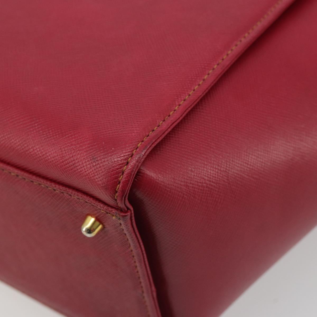 VALENTINO Hand Bag Leather Red Gold Auth BA13964