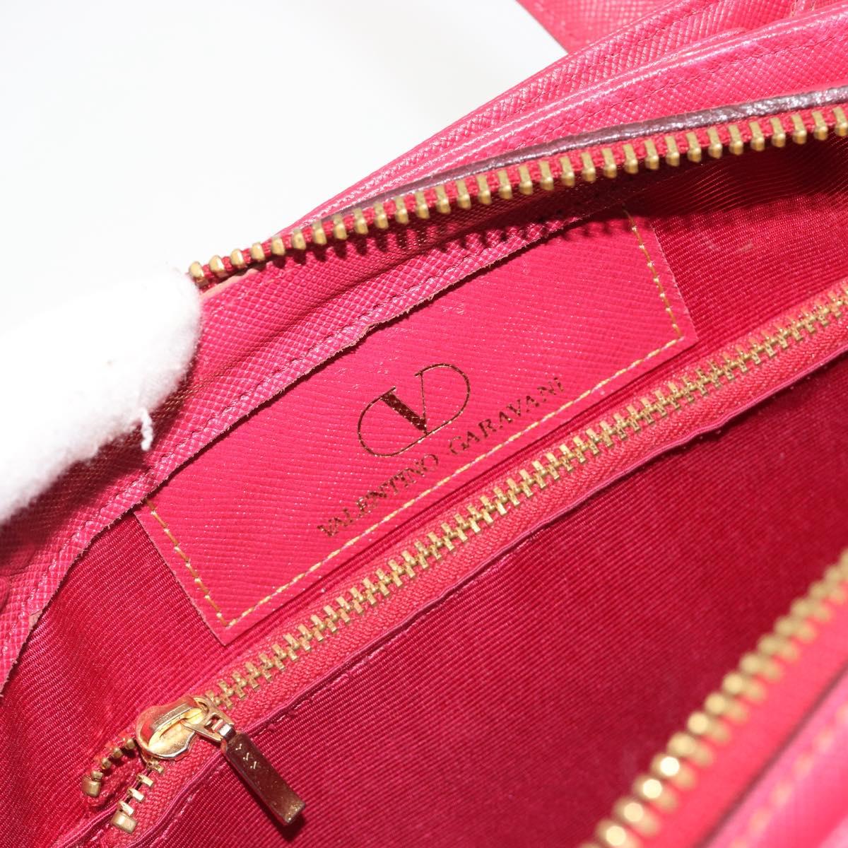 VALENTINO Hand Bag Leather Red Gold Auth BA13964