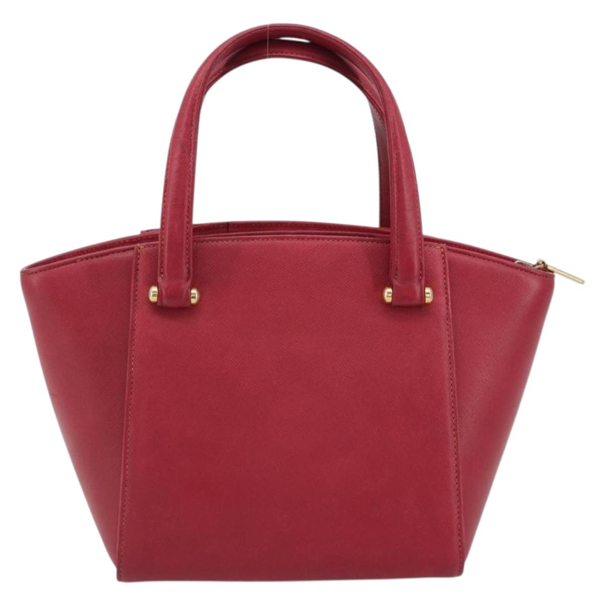 VALENTINO Hand Bag Leather Red Gold Auth BA13964