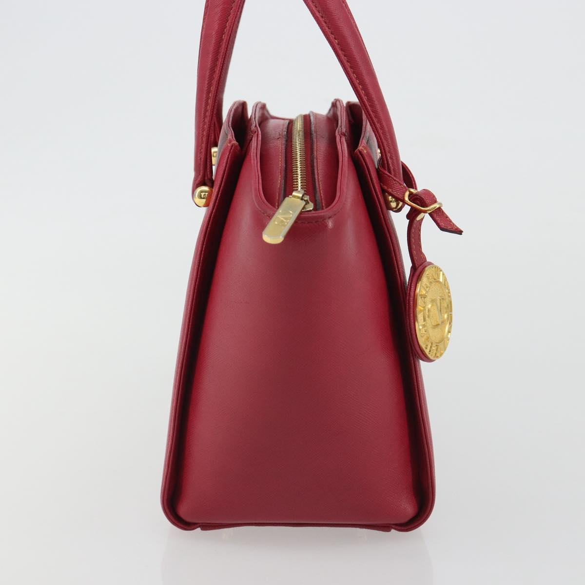 VALENTINO Hand Bag Leather Red Gold Auth BA13964