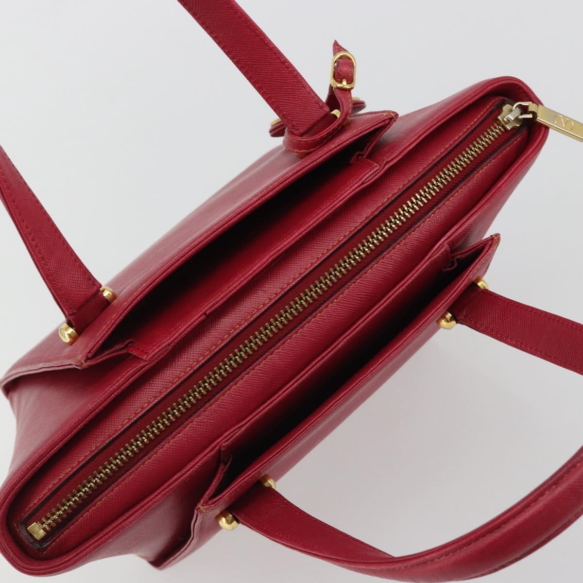 VALENTINO Hand Bag Leather Red Gold Auth BA13964