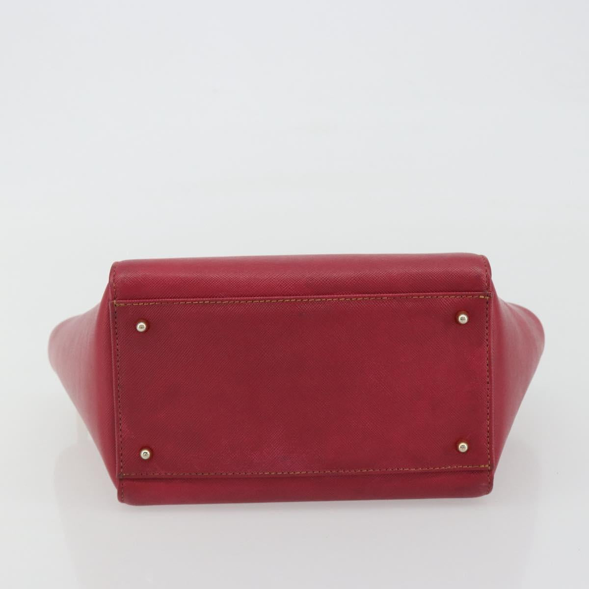 VALENTINO Hand Bag Leather Red Gold Auth BA13964