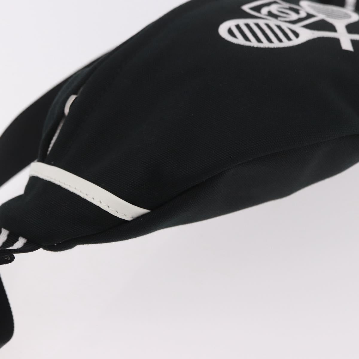 CHANEL Chanel Sports Waist bag Canvas Black White CC Auth BA13965
