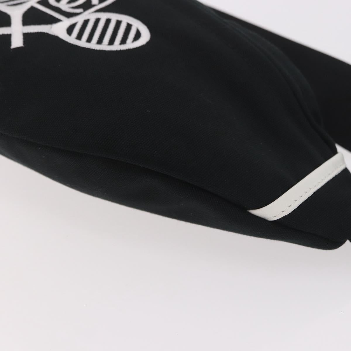 CHANEL Chanel Sports Waist bag Canvas Black White CC Auth BA13965