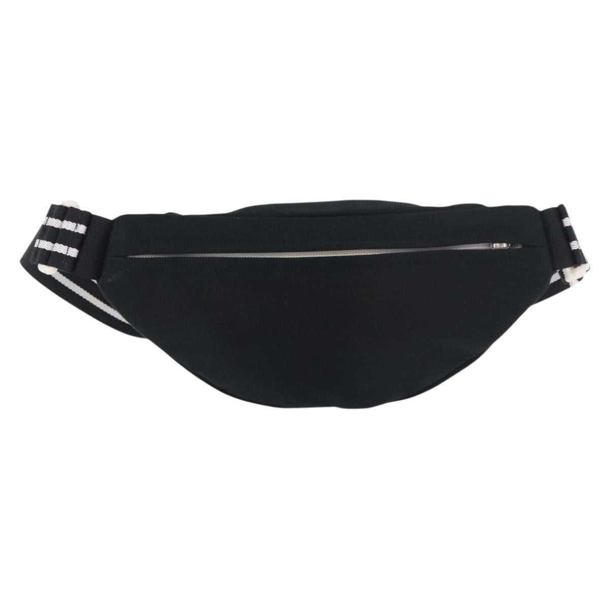 CHANEL Chanel Sports Waist bag Canvas Black White CC Auth BA13965