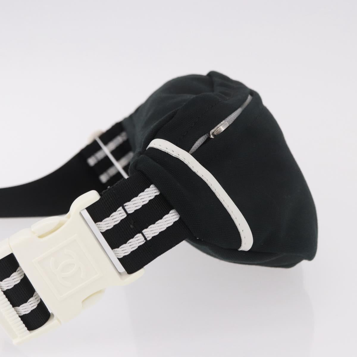 CHANEL Chanel Sports Waist bag Canvas Black White CC Auth BA13965