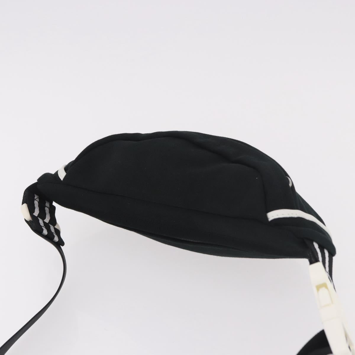 CHANEL Chanel Sports Waist bag Canvas Black White CC Auth BA13965