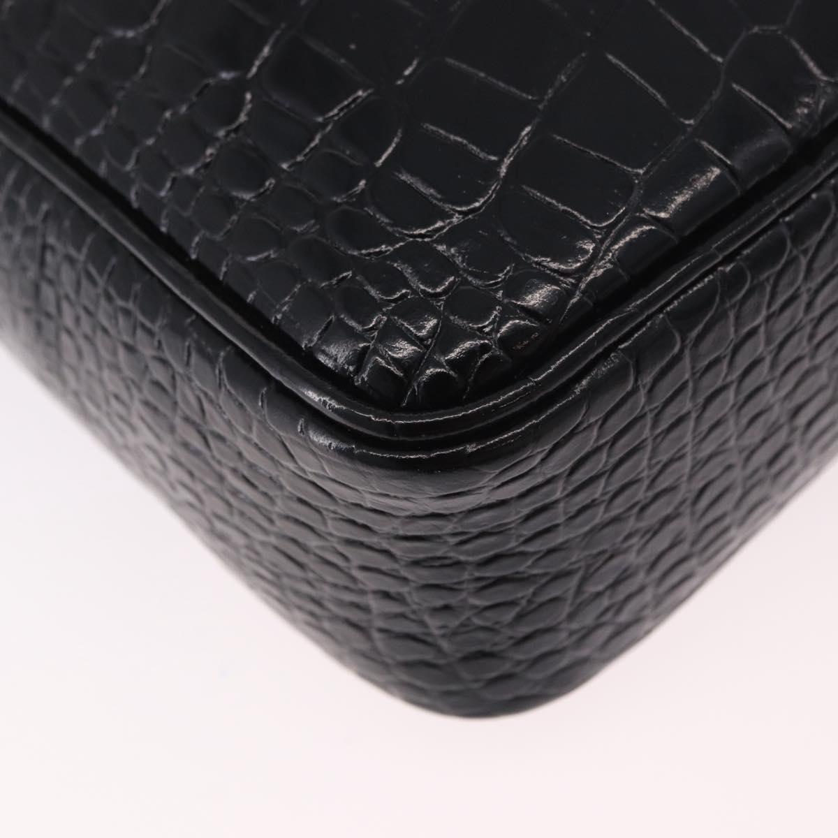 VERSACE Shoulder Bag Leather Black Silver Auth BA13966V