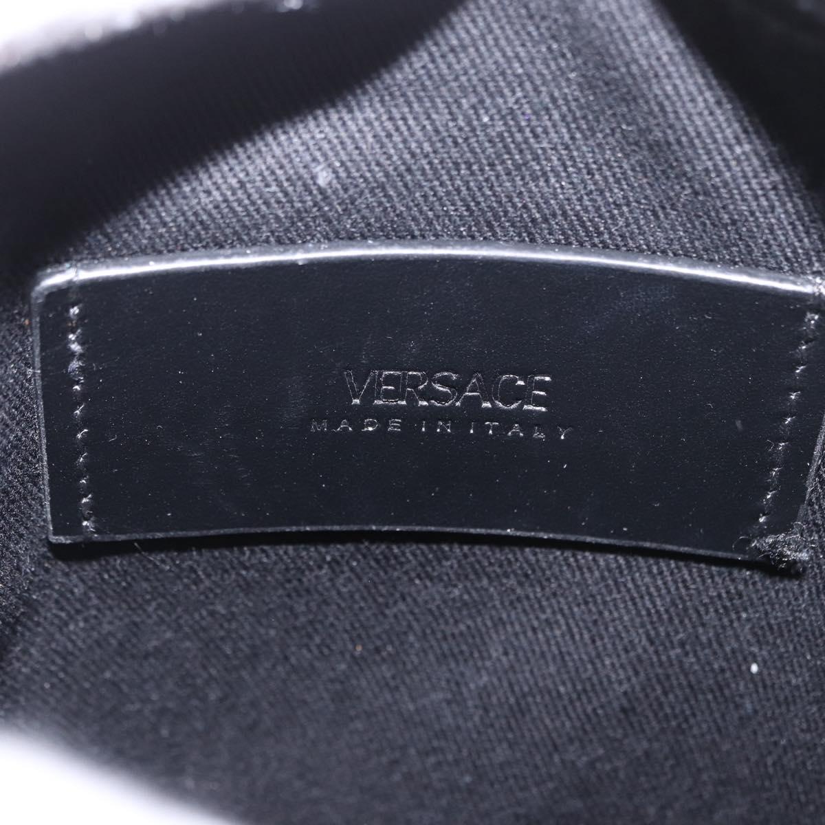 VERSACE Shoulder Bag Leather Black Silver Auth BA13966V
