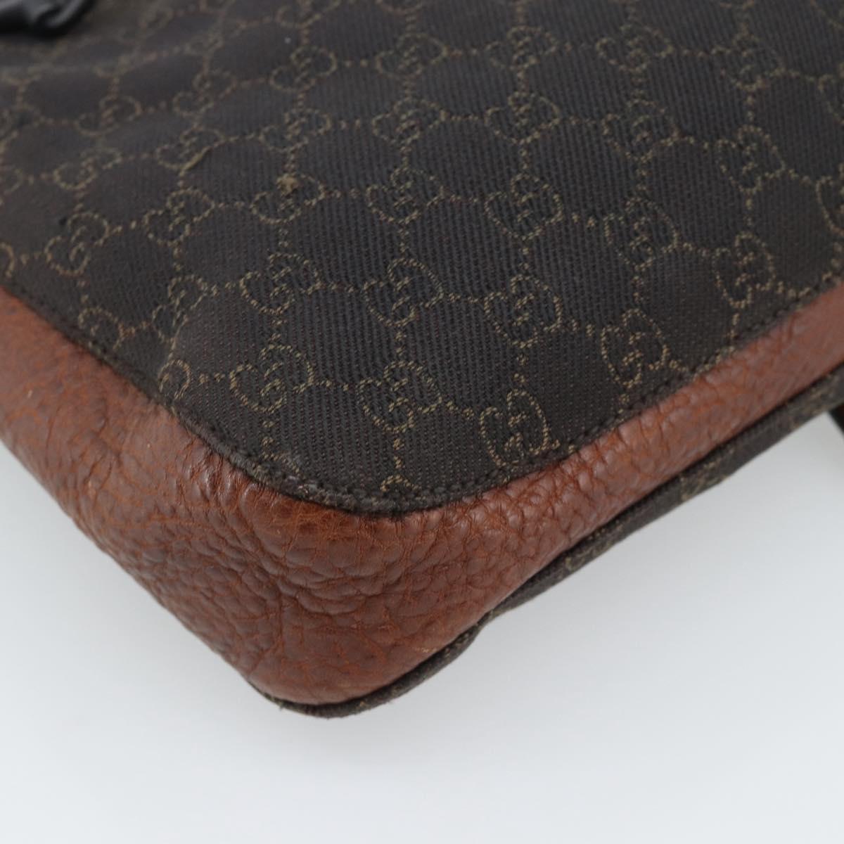 GUCCI GG Canvas Horsebit Shoulder Bag Dark Brown Black 101975 Auth BA13967A