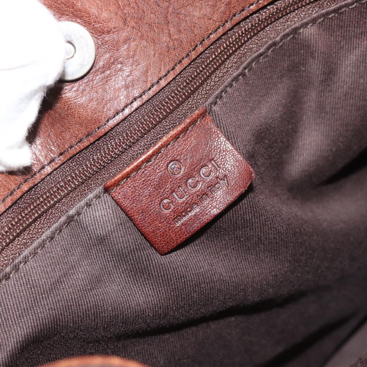 GUCCI GG Canvas Horsebit Shoulder Bag Dark Brown Black 101975 Auth BA13967A