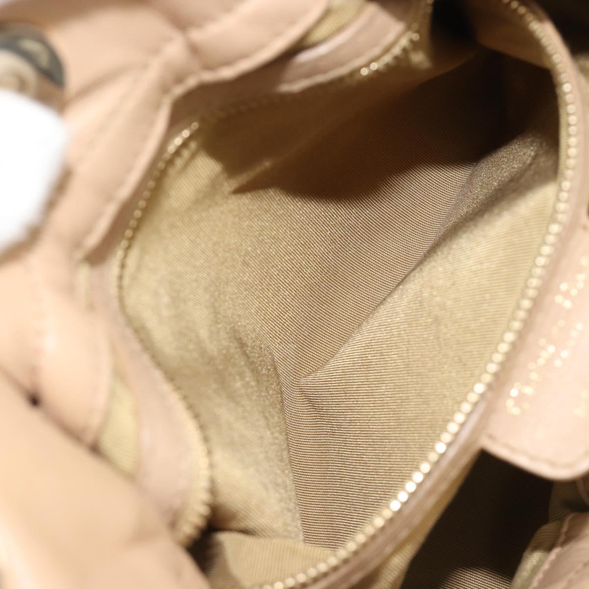 Christian Dior Chain Drawstring Bag Leather Beige Gold Auth BA13968A