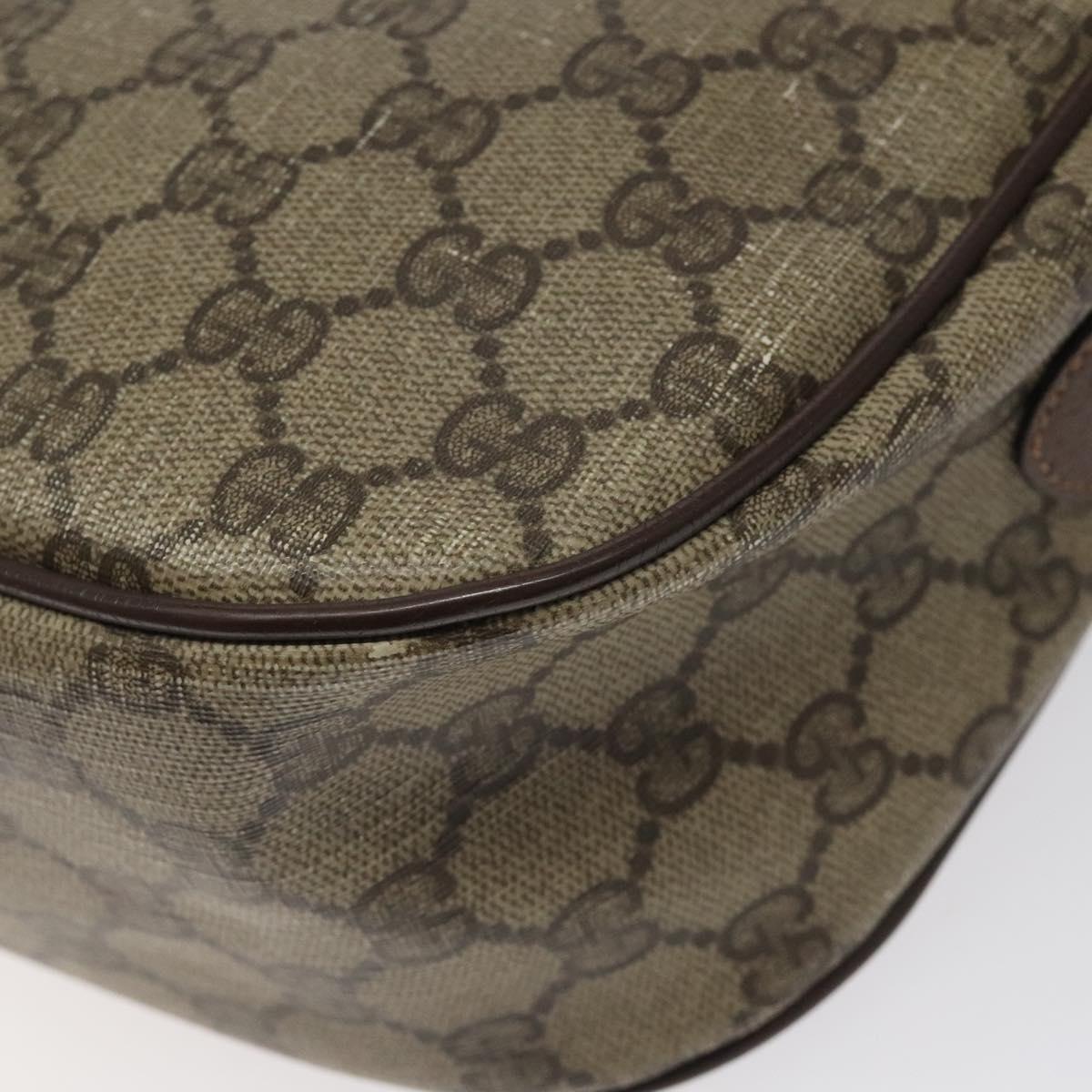 GUCCI GG Supreme Web Sherry Line Bag PVC Beige Gold 89 02 032 Auth BA1397