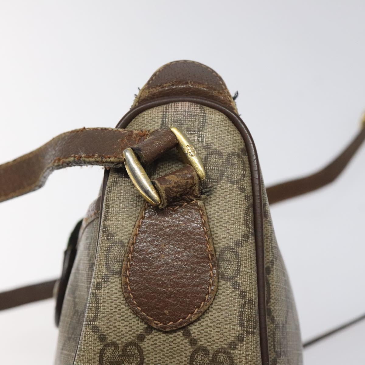GUCCI GG Supreme Web Sherry Line Bag PVC Beige Gold 89 02 032 Auth BA1397