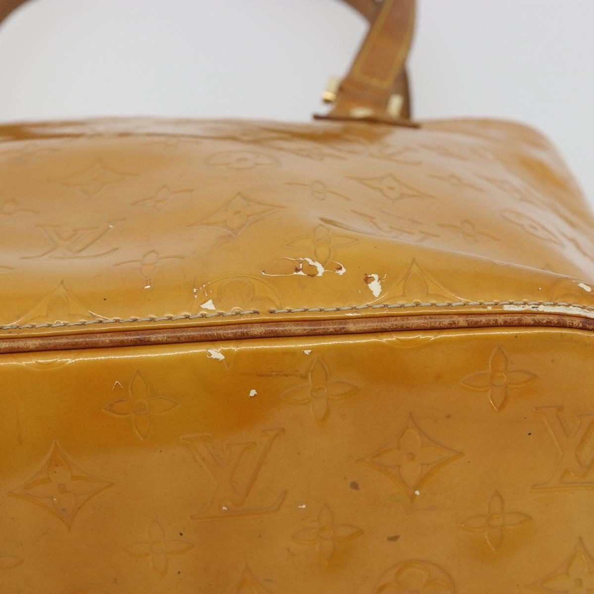 LOUIS VUITTON Monogram Vernis Houston Hand Bag Beige M91004 LV Auth BA13970