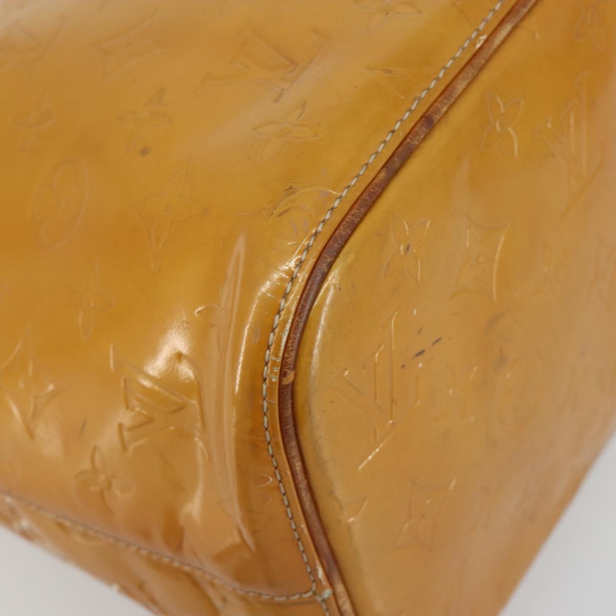 LOUIS VUITTON Monogram Vernis Houston Hand Bag Beige M91004 LV Auth BA13970