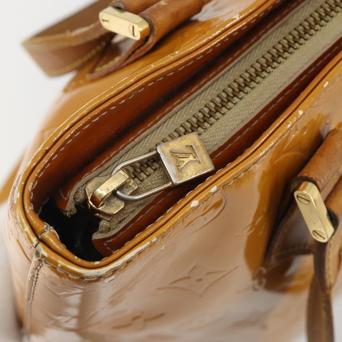 LOUIS VUITTON Monogram Vernis Houston Hand Bag Beige M91004 LV Auth BA13970
