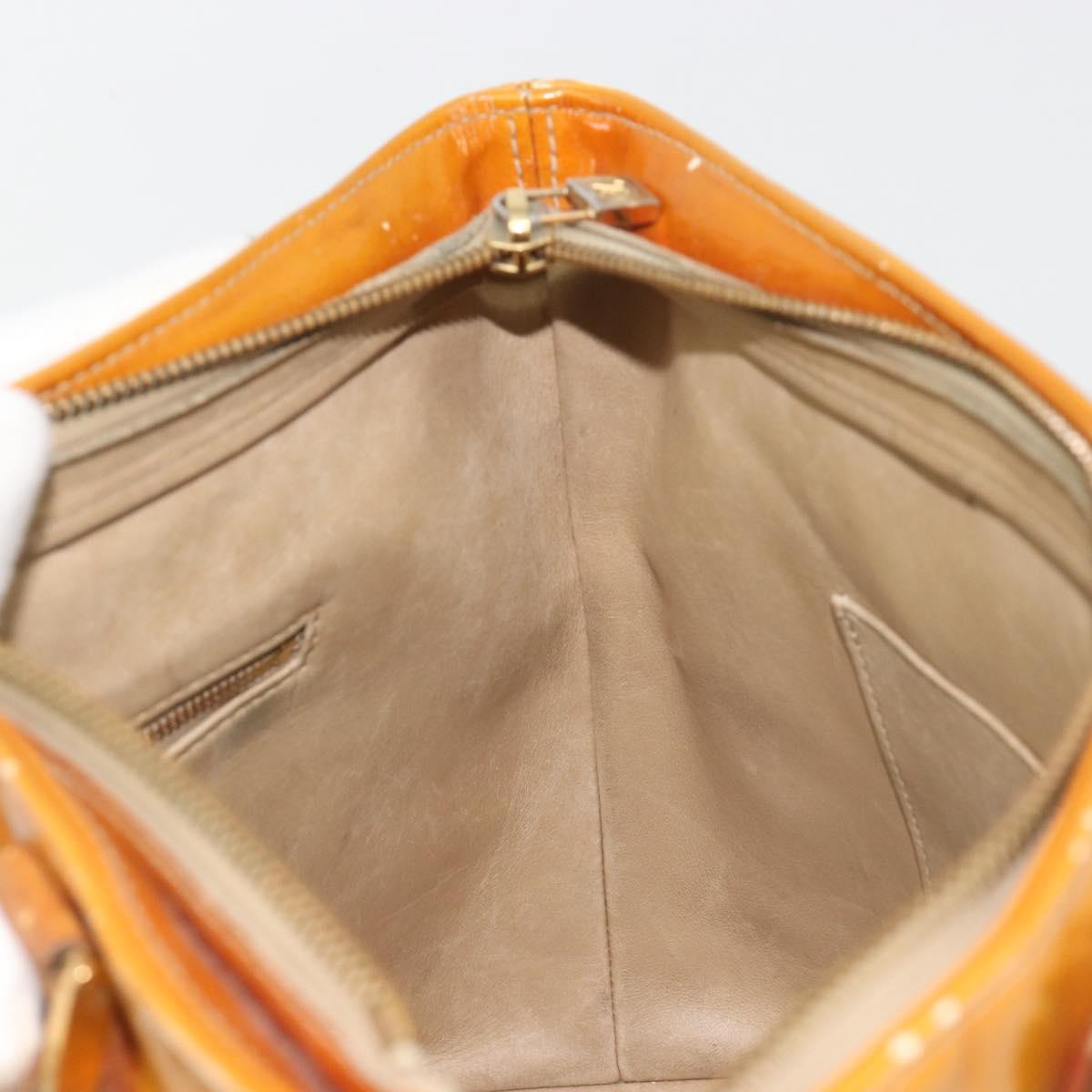 LOUIS VUITTON Monogram Vernis Houston Hand Bag Beige M91004 LV Auth BA13970