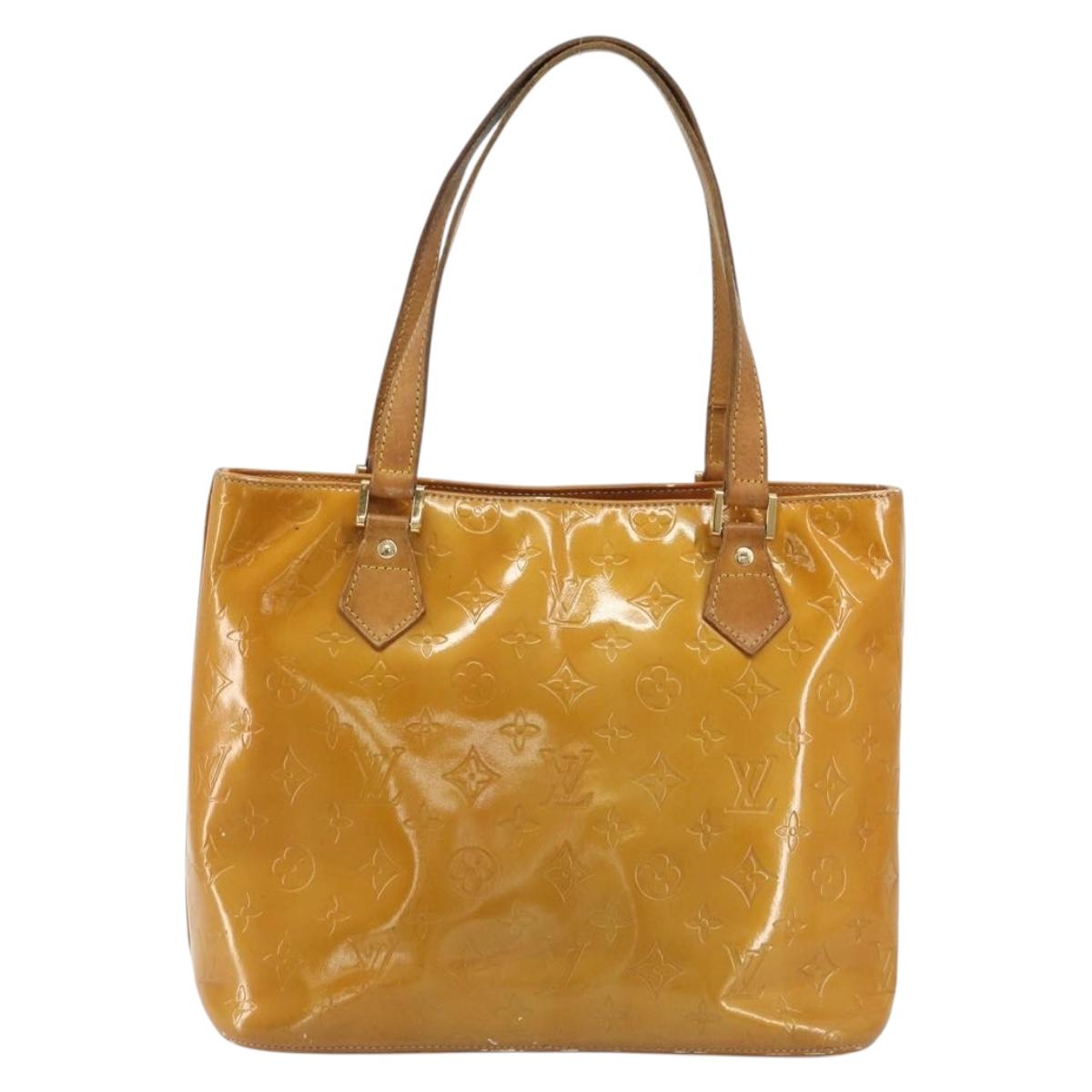 LOUIS VUITTON Monogram Vernis Houston Hand Bag Beige M91004 LV Auth BA13970
