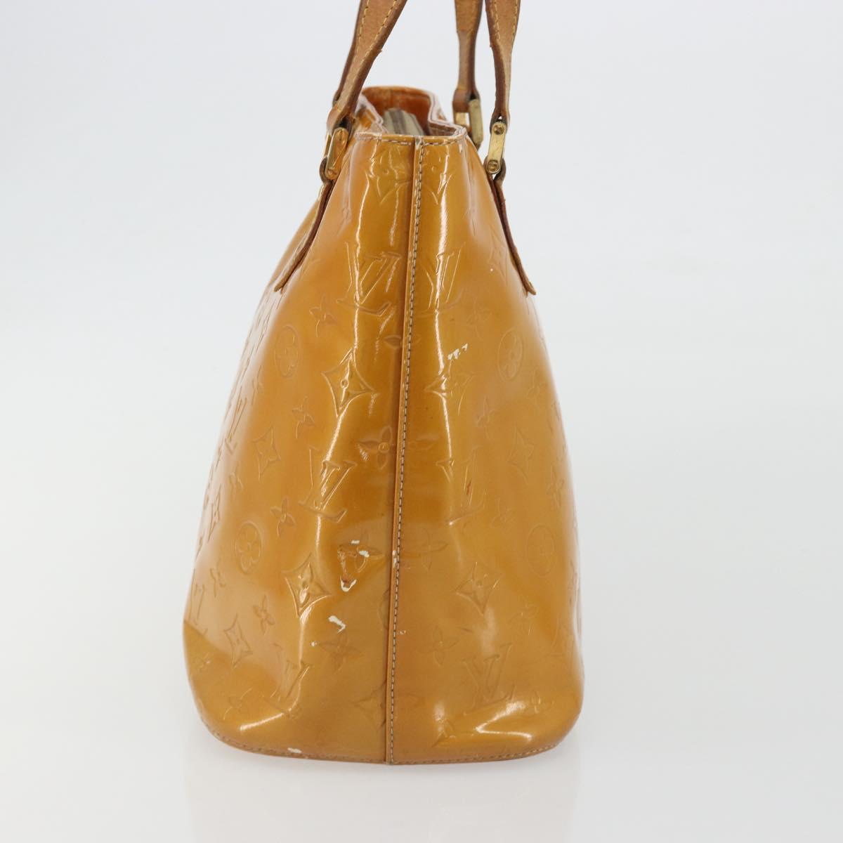 LOUIS VUITTON Monogram Vernis Houston Hand Bag Beige M91004 LV Auth BA13970