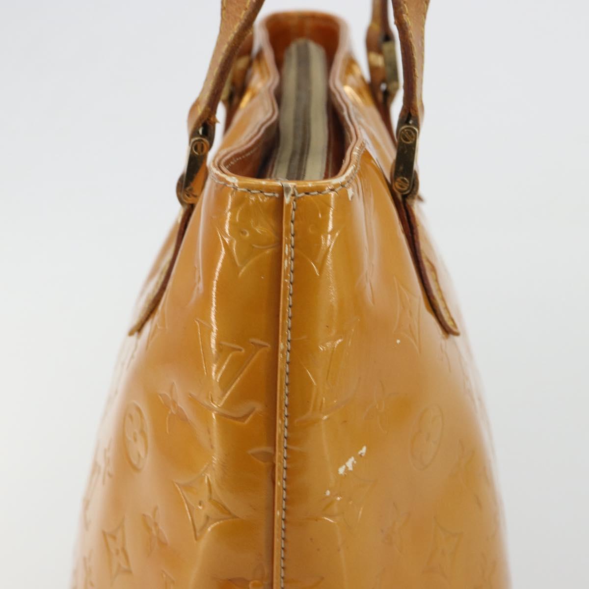 LOUIS VUITTON Monogram Vernis Houston Hand Bag Beige M91004 LV Auth BA13970