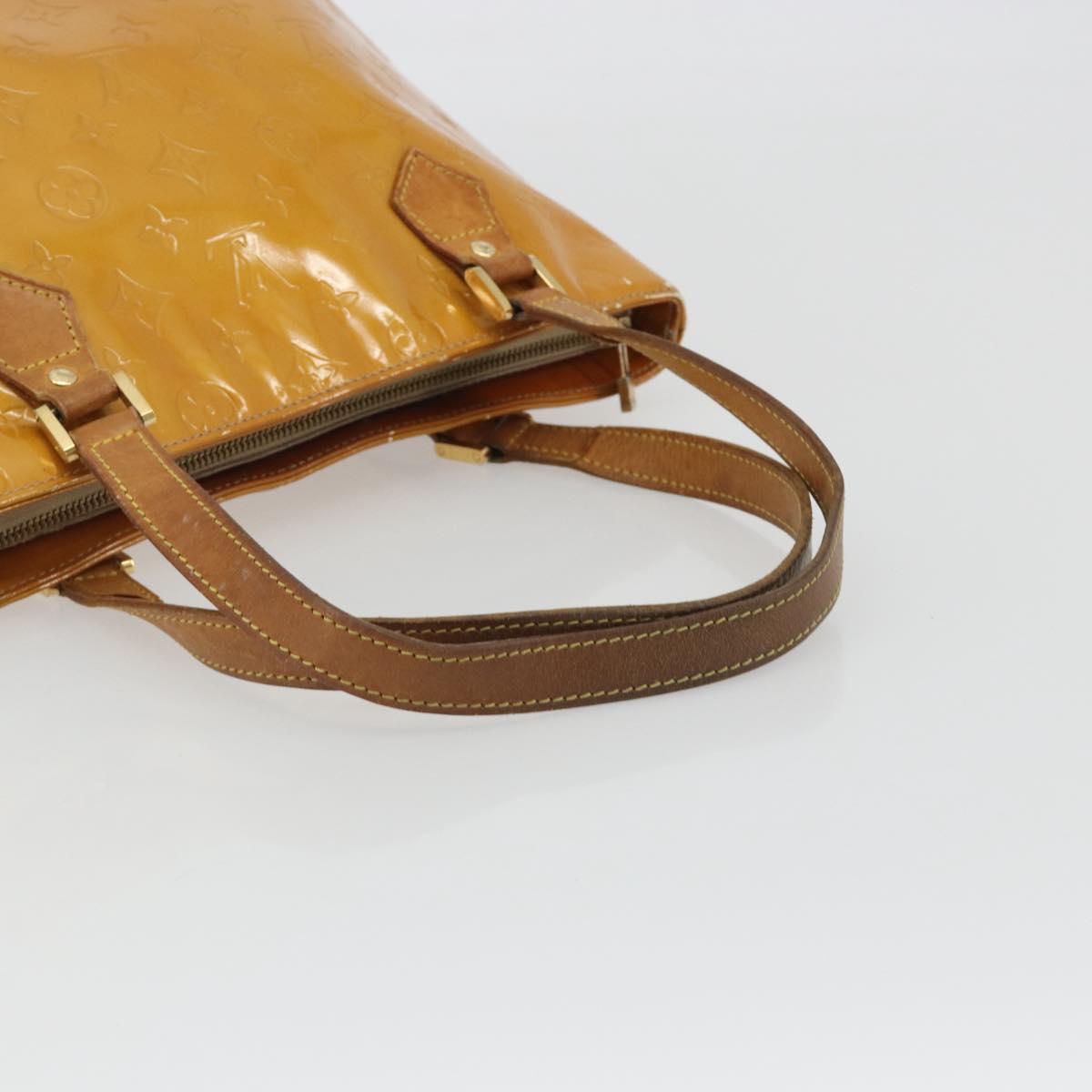 LOUIS VUITTON Monogram Vernis Houston Hand Bag Beige M91004 LV Auth BA13970