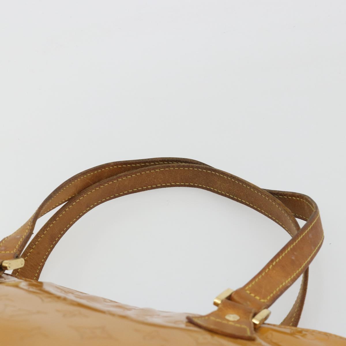 LOUIS VUITTON Monogram Vernis Houston Hand Bag Beige M91004 LV Auth BA13970