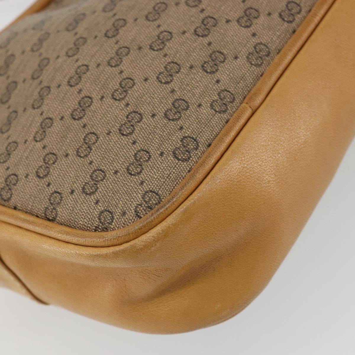 GUCCI Micro GG Shoulder Bag PVC Leather Beige Gold Auth BA13971A