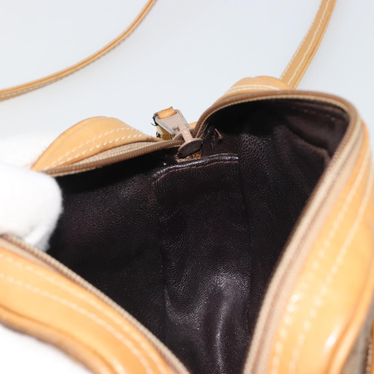 GUCCI Micro GG Shoulder Bag PVC Leather Beige Gold Auth BA13971A