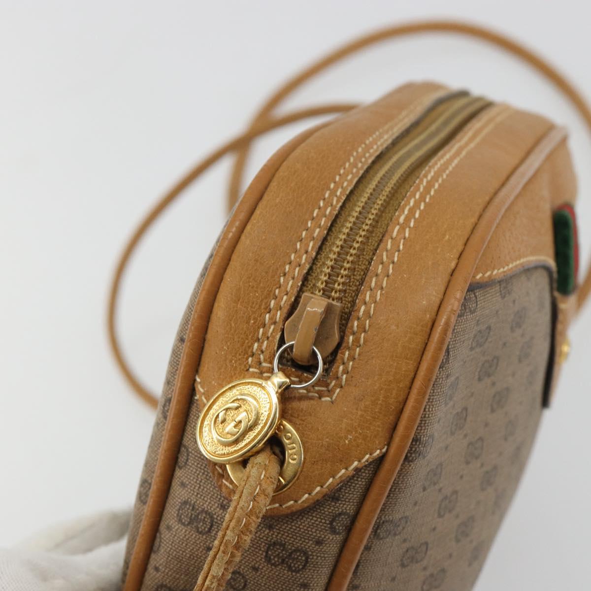 GUCCI Micro GG Shoulder Bag PVC Leather Beige 156 02 066 Auth BA13972