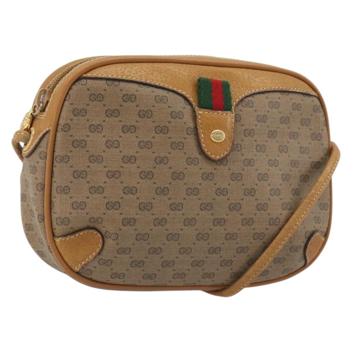 GUCCI Micro GG Shoulder Bag PVC Leather Beige 156 02 066 Auth BA13972