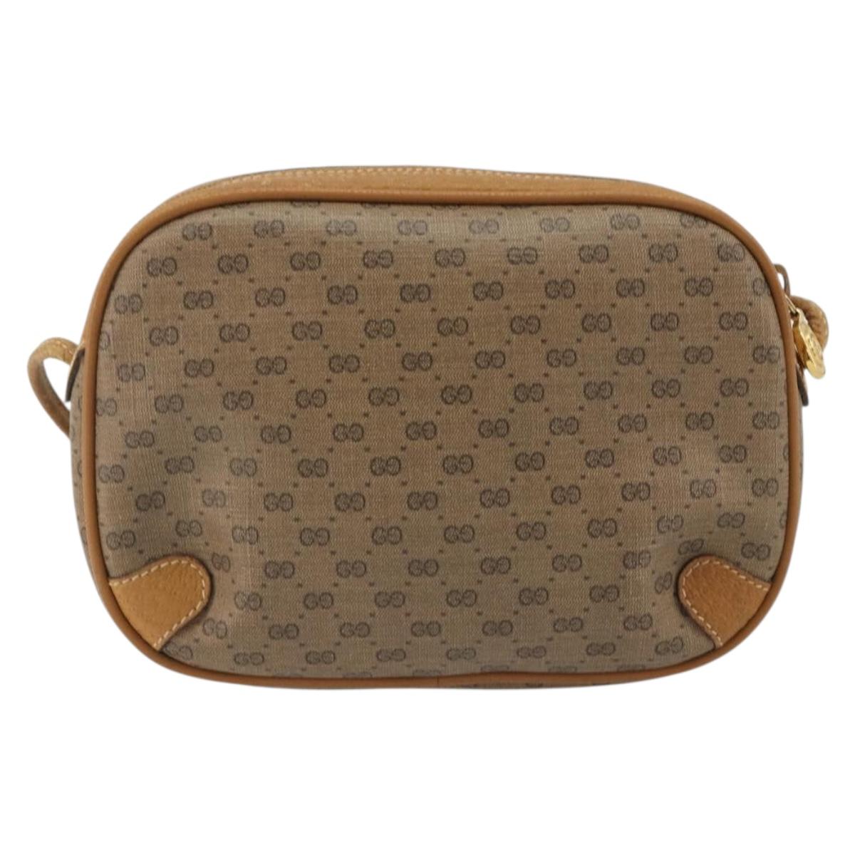GUCCI Micro GG Shoulder Bag PVC Leather Beige 156 02 066 Auth BA13972
