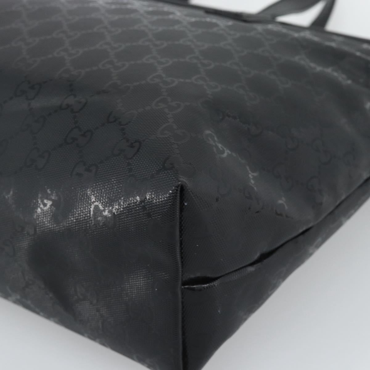 GUCCI GG implementation Tote Bag PVC Leather Black 211137 Auth BA13986A
