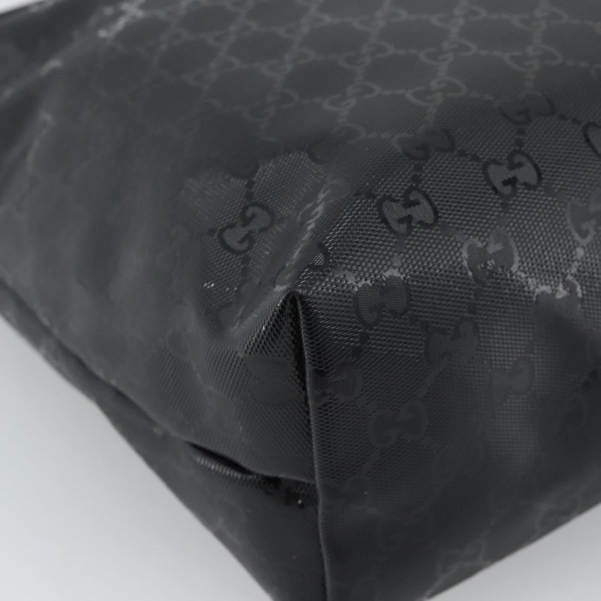 GUCCI GG implementation Tote Bag PVC Leather Black 211137 Auth BA13986A