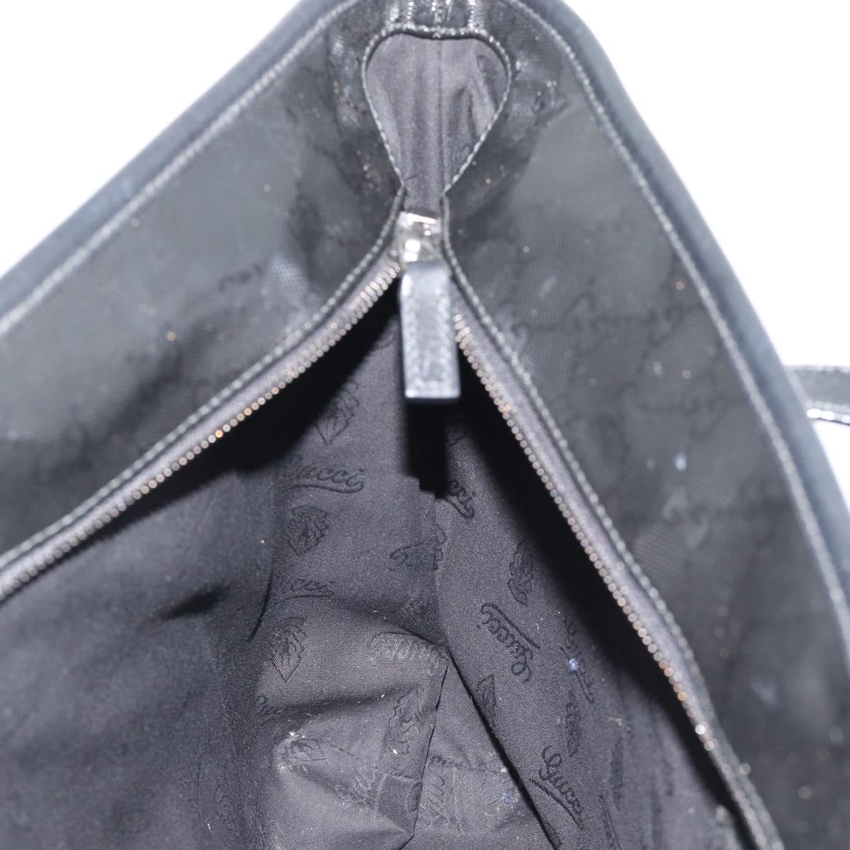 GUCCI GG implementation Tote Bag PVC Leather Black 211137 Auth BA13986A