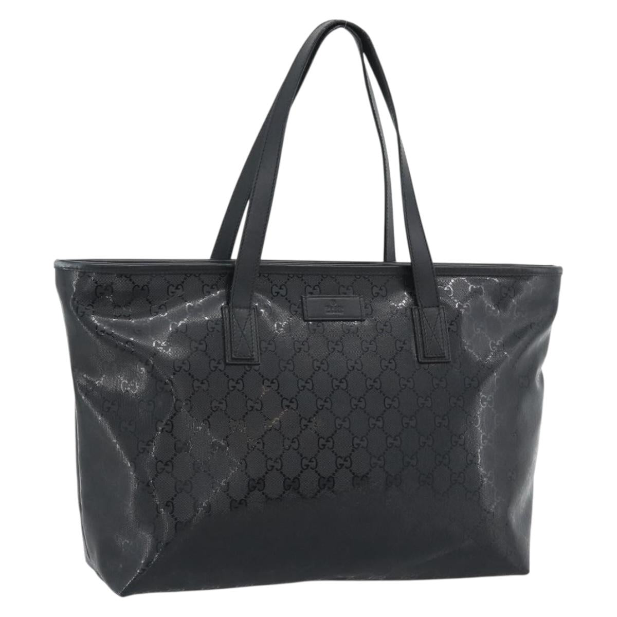 GUCCI GG implementation Tote Bag PVC Leather Black 211137 Auth BA13986A