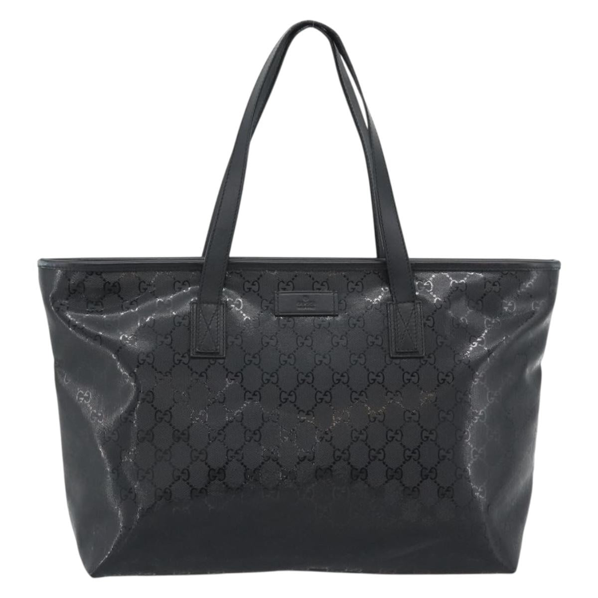 GUCCI GG implementation Tote Bag PVC Leather Black 211137 Auth BA13986A