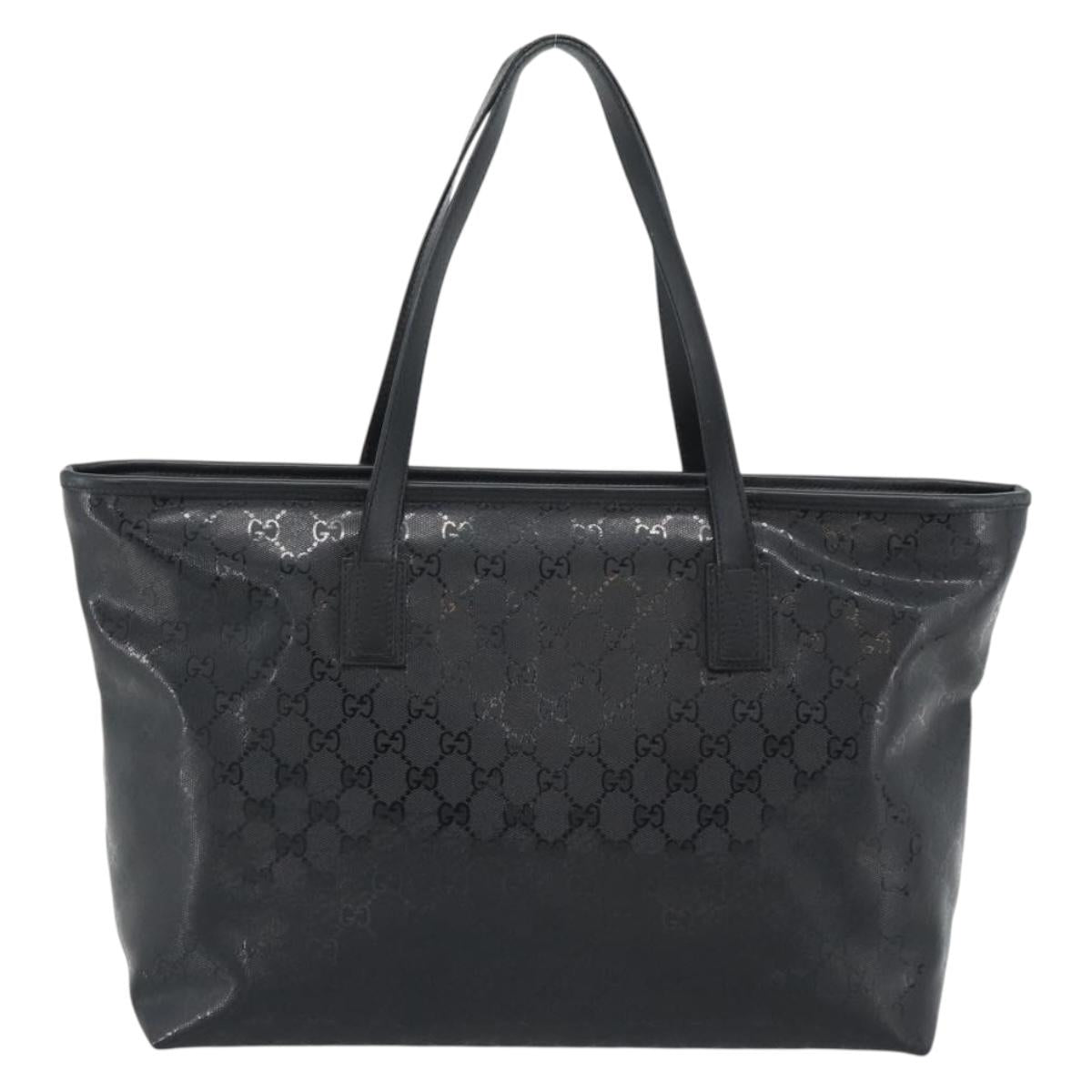 GUCCI GG implementation Tote Bag PVC Leather Black 211137 Auth BA13986A