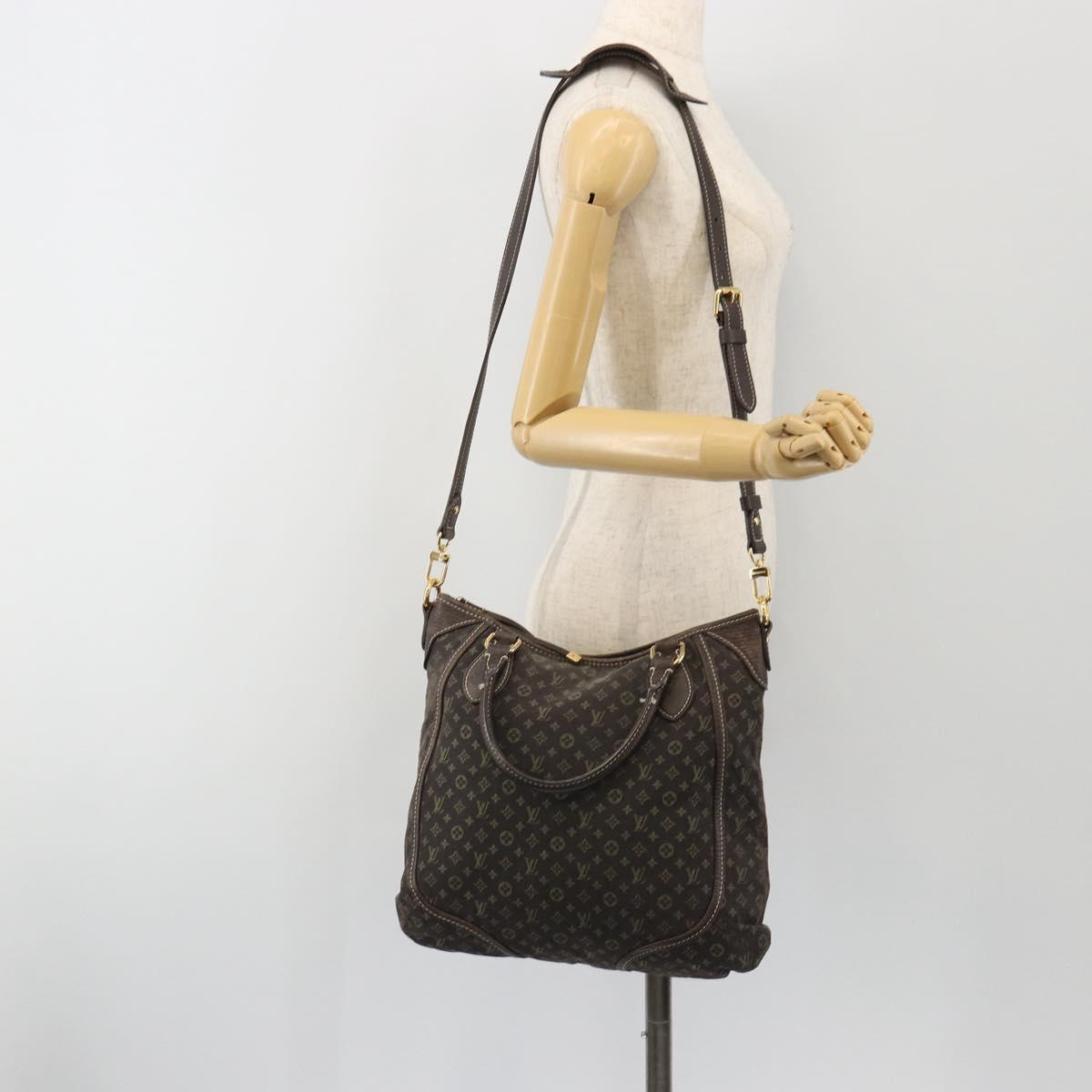 LOUIS VUITTON Monogram Mini Lin Buzasu Anjoul Brown Ebene M95617 LV Auth BA13988